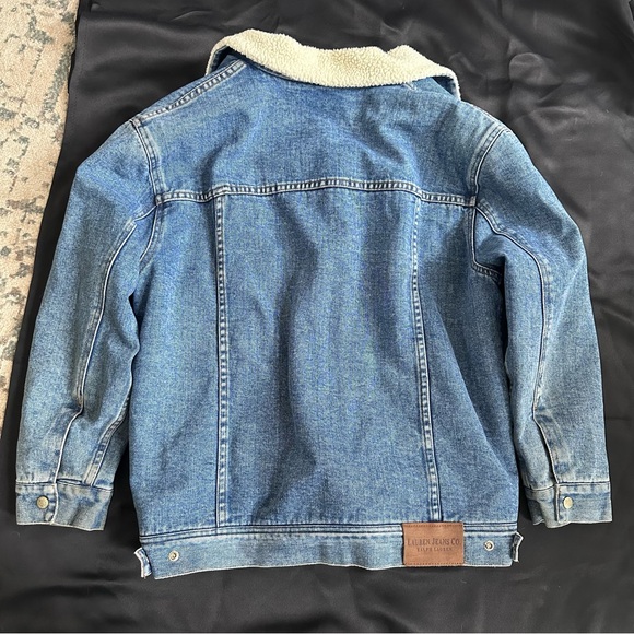 Ralph Lauren Jeans Vtg Women’s 1X Denim Trucker Jacket Sherpa Lined Barn Jacket - Picture 2 of 11